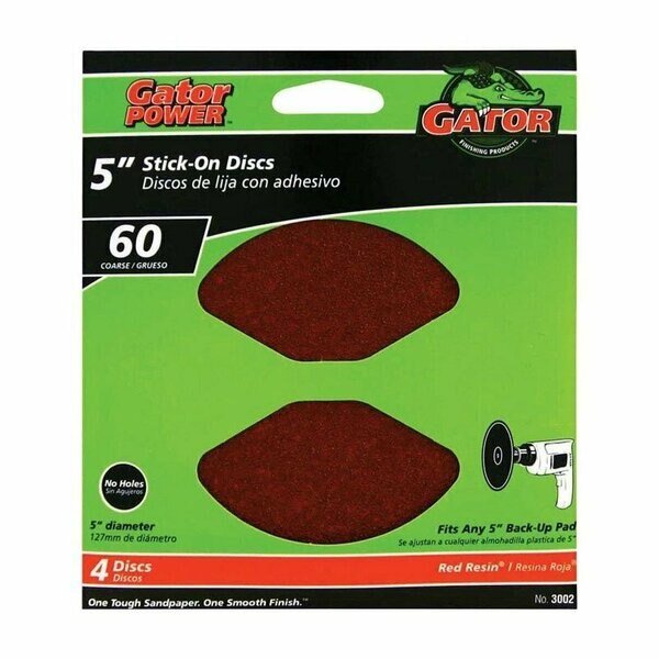 SAND DISC 5 in. 60GRIT, 4PK, Ali, Mfr#: 3002